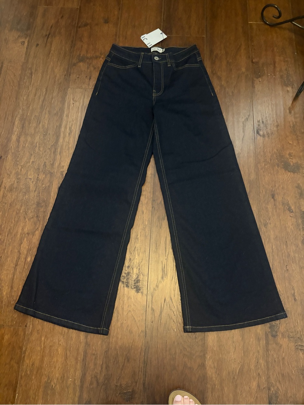 High-Rise Wide Leg Jeans in Dark Blue by Unknown Brand